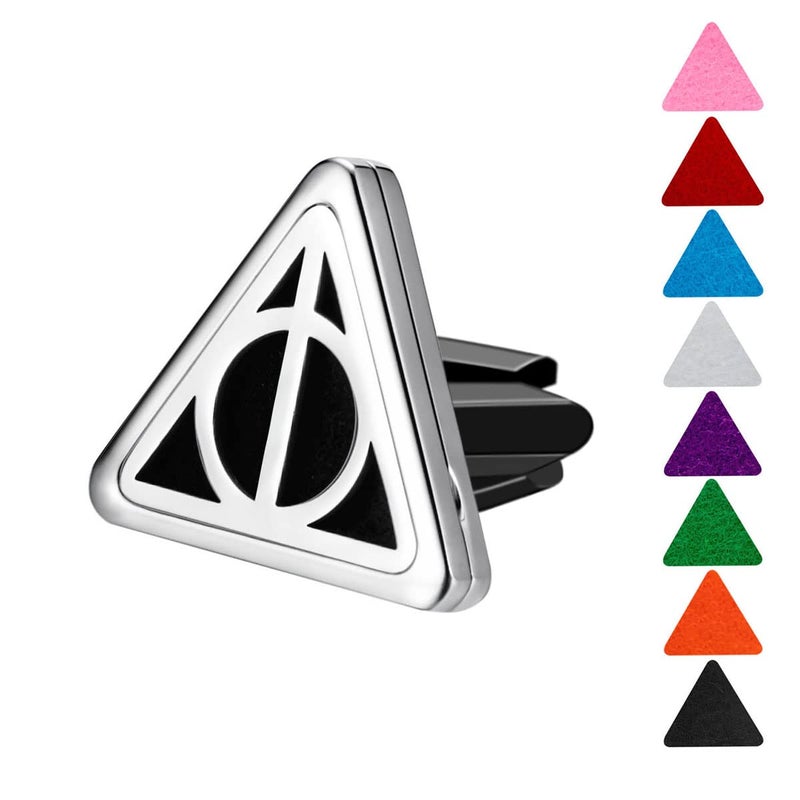mEssentials Wild Essentials Potter Hallows Essential Oil Car Vent Diffuser, Stainless Steel Locket Pendant with 8 Color Refill Pads, Customizable Color Changing Air Freshener for Aromatherapy - Image 2